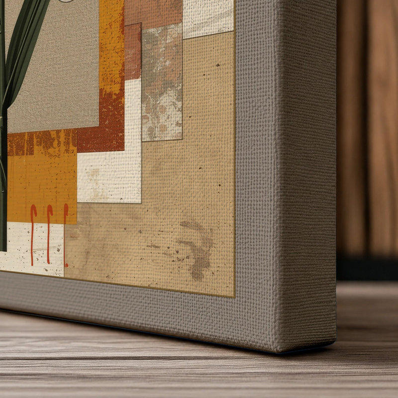 Geometric Botanicals Boho - Wrapped Canvas, 30x20 - 76.2 x 50.8 cm, Taupe Border