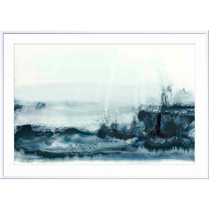 «Rip Current I» par Ethan Harper - peinture encadrée, Blanc, H 36 po x l 36 po