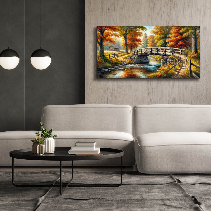 «Countryside Bridge» par Rey Klimt, art mural sur toile, H 30 po x l 60 po