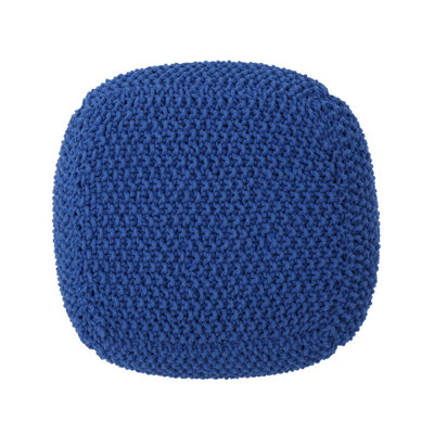 Pim Knitted Cotton Pouf Cube 20.5 X 20.5 X 16.5 Pouf.