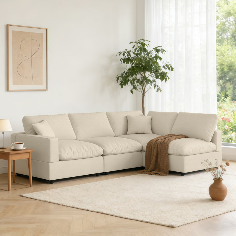 Canapé modulaire 4 places Comfy Cloud Couch for Living, Canapé modulaire rembourré modulaire à assise profonde convertible, Housses de coussin amovibles et lavables