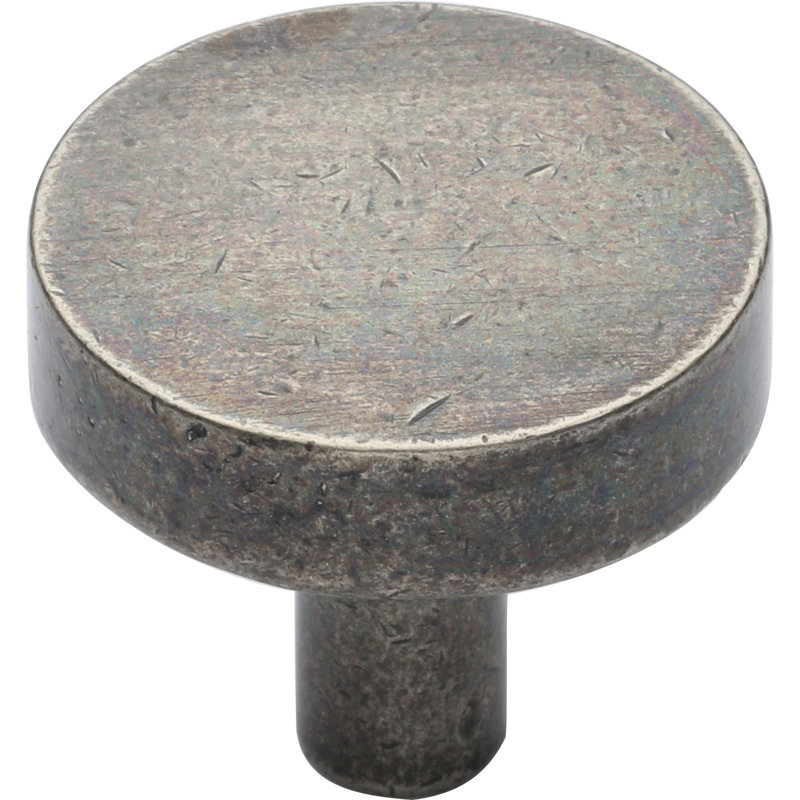 Round Disc Knob, Medium White Bronze, 1.25