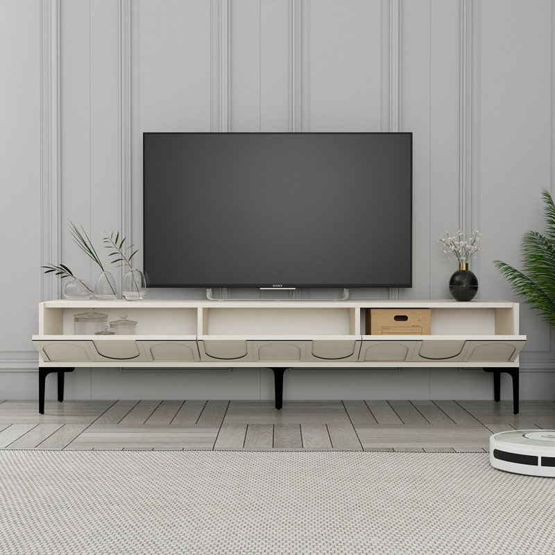 Keikei Unfinished TV Stand, Cream/Black