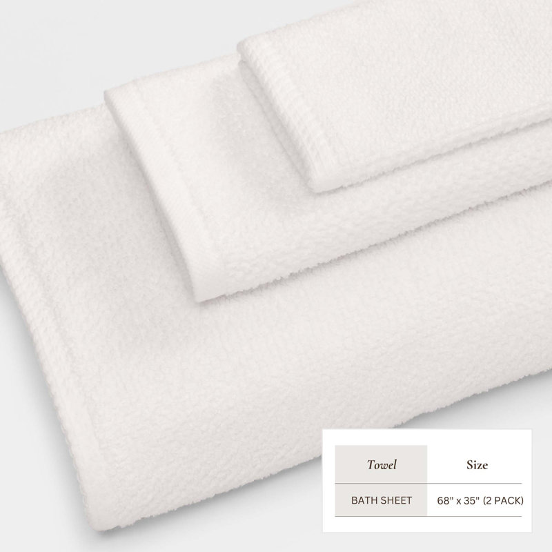 Drap de bain 100% coton texturé, Ivoire ivoire, Drap de bain - paquet de 2
