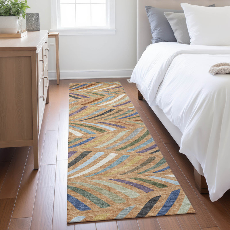 Tapis mid-century moderne lavable à la machine intérieur / extérieur Chantille ACN2475, Cuivre