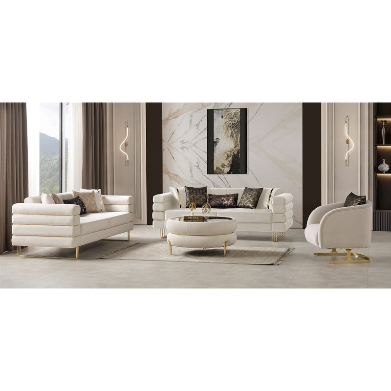 Lilianah 3 - Piece Velvet Living Room Set, Black