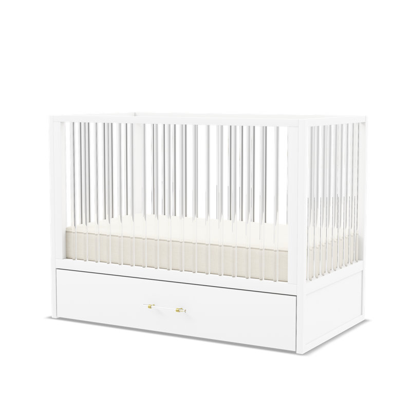 HushCrib 3-in-1 Convertible Crib with Trundle, Toddler Bed, Daybed, White