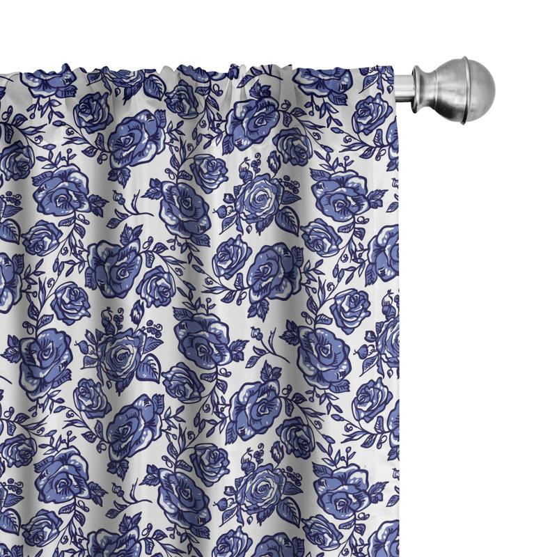 Floral Semi-Sheer Rod Pocket Curtain Panels, 28" x 84"