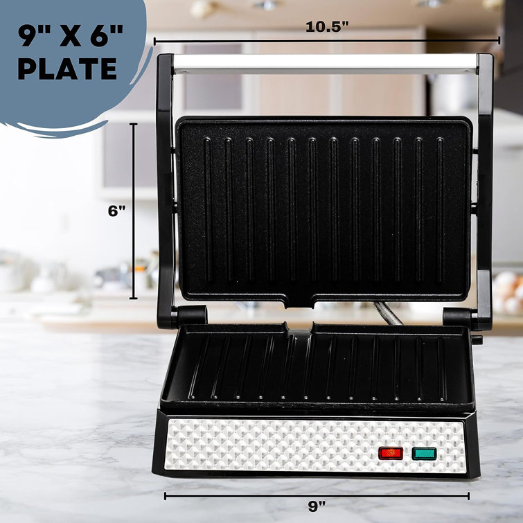 Ovente Electric Panini Press Grill Bread Toaster Nonstick Double