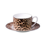 Tea Cup & Saucer JAGUAR Set of 2 in Luxury Box diam. 3.3in, H 2.3in, cap. 7.5 oz, Saucer diam. 6in