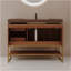 Meuble-lavabo moderne 36 po avec lavabo en céramique sans couture et armoire autoportante dorée-1304266624