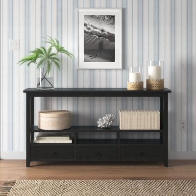 Meira 57.79" 3 Tier Vintage Solid Console Table with 3 Drawers and Shelves