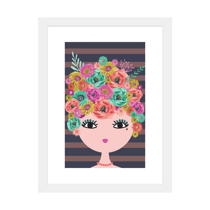 «Everyday Peggy Sue I» par Lisa White boutons - impression d'art graphique, H 24 po x l 16 po x P 1 po, Papier encadré blanc
