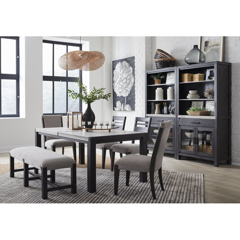 Rectangular Dining Table With 6 Side Chairs, 7 Pcs: Table, 6 Chairs