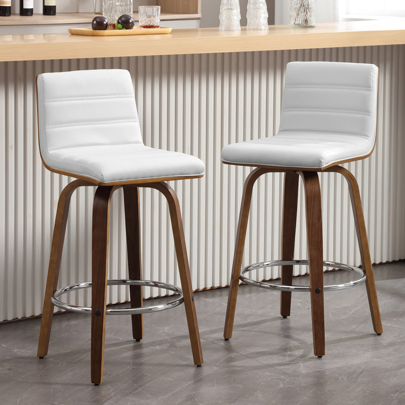 Tabouret pivotant rembourré, Tabouret de comptoir (siège d'une hauteur de 26 p, Blanc