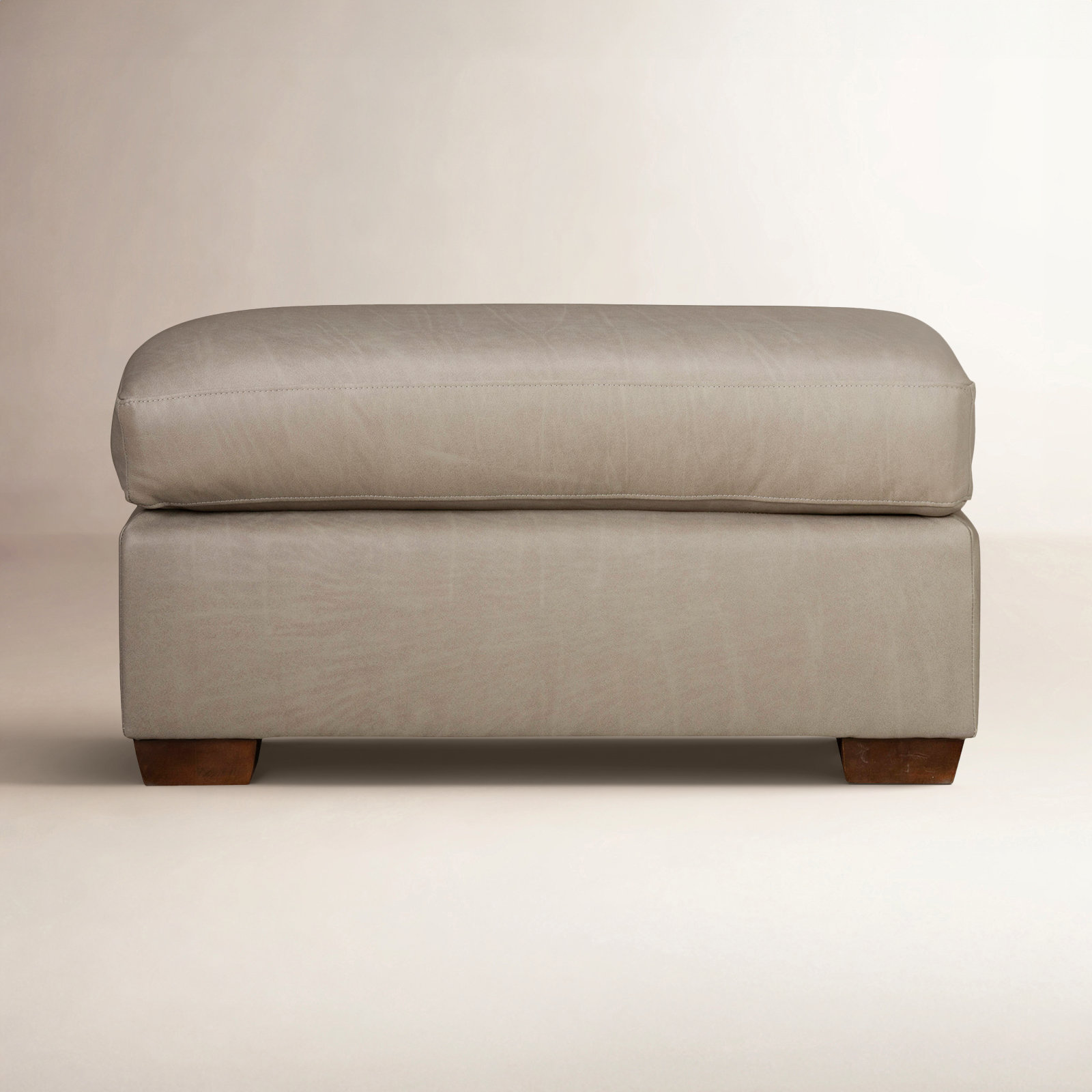 Cranbrook 34" Genuine Leather Ottoman, Nantucket Stone Genuine Leather