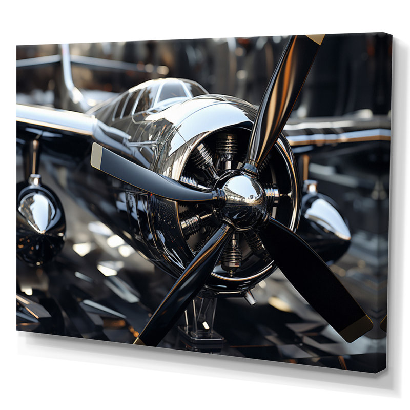 " Plane With Abstracted Propellers ", Wrapped Canvas, 34" H x 44" W