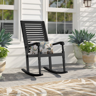 Alekper Outdoor Rocking Solid Wood Chair