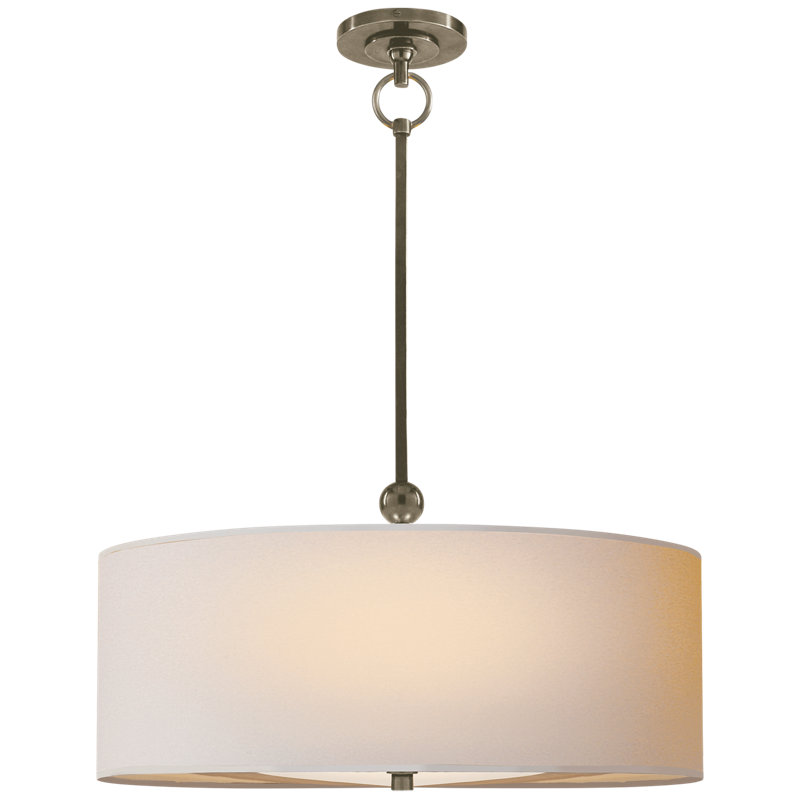 Thomas O'Brien Reed Hanging Shade, Antique Nickel, Fabric, White