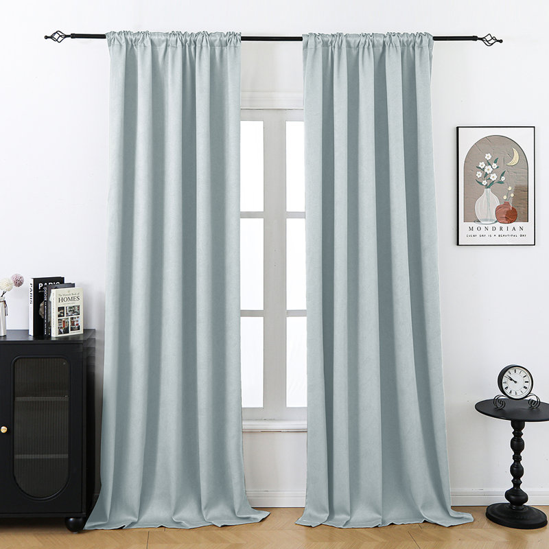 Embossed Blackout Curtains for Bedroom Living Room Window Thermal Insulated Drapes Room Darkening Curtains Panels, Green