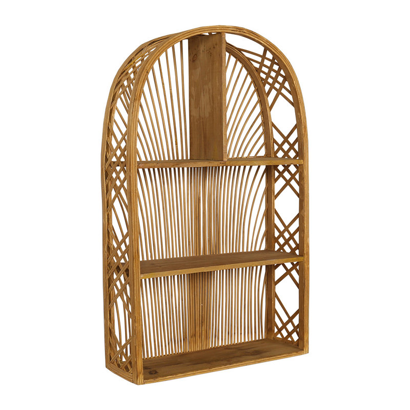 Crosstown Arch Rattan Tiered Wall Shelf