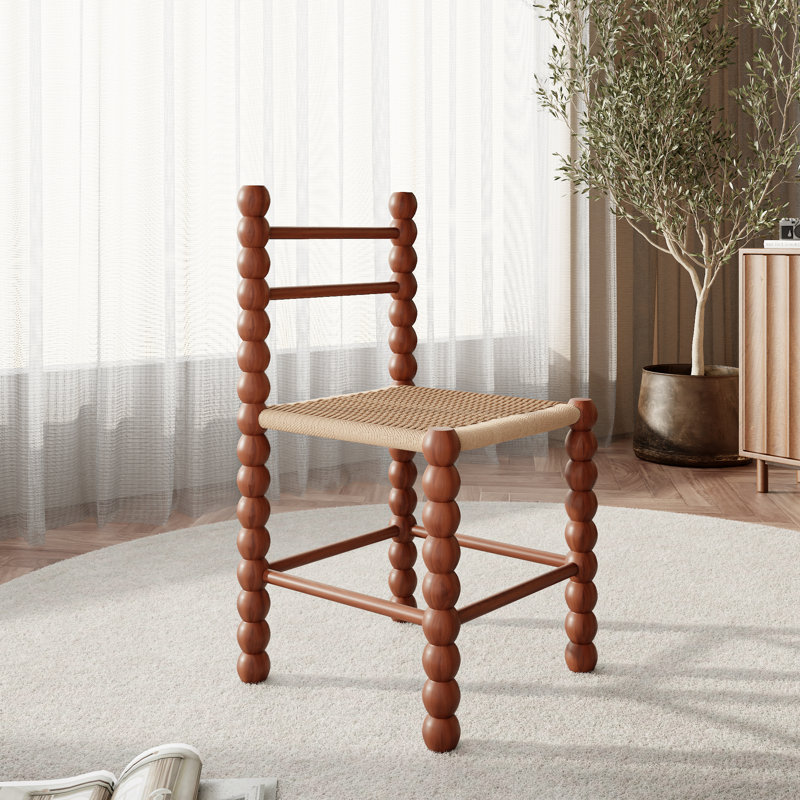 Chaise d'appoint en bois massif à dossier tissé (ensemble de 6), Noyer