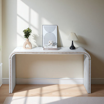 Console Table, 59in Entryway Table, Curved Waterfall-style Table,Console table with wood beads,Entrance Table for Entryway, Hallway, Living Room, Foyer, Corridor, Office