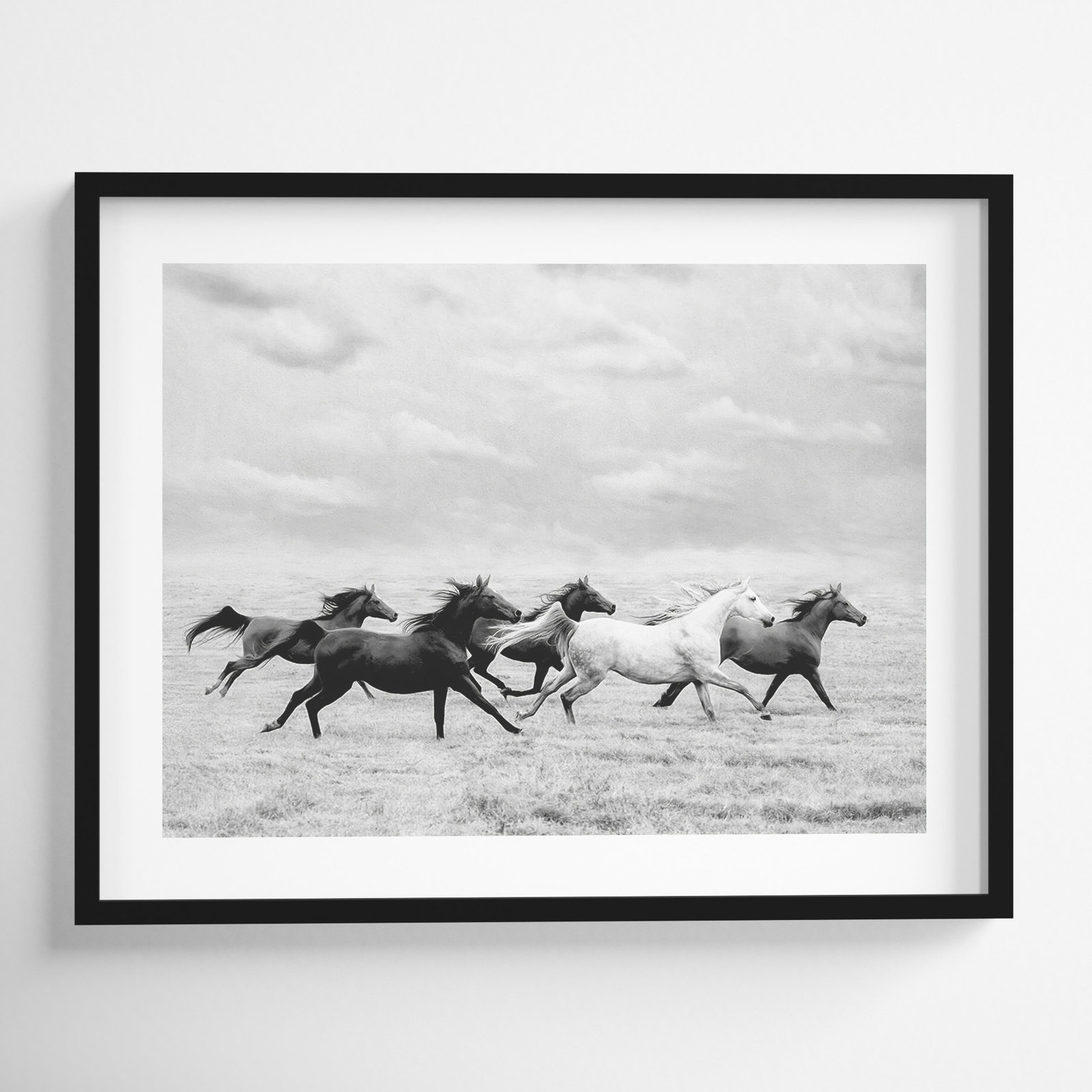 Horse Run I by PHBurchett, Black, 15" H x 18" W