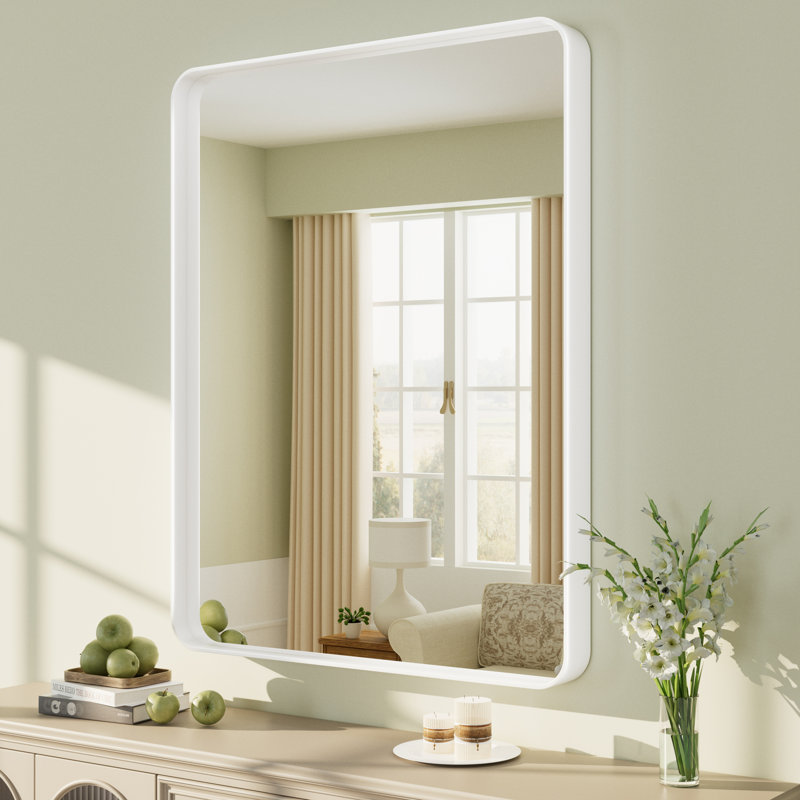 Miroir mural Aevar, 36 po x 28 po, Blanc mat