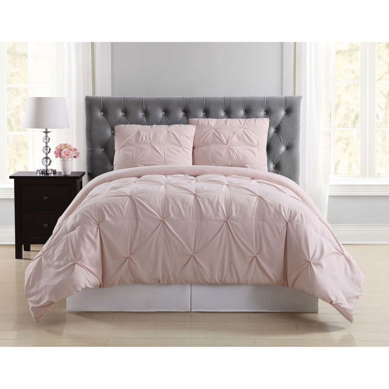 Truly Soft Everyday Pleated 4 Piece Removeable Cover Comforter Set, Blush, Twin Extra Long Duvet Cover + 2 Additional Pieces