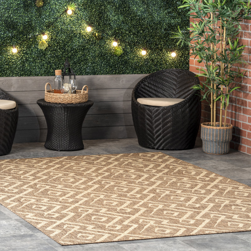 Tapis brun / ivoire Amerika, Rectangle 6 pi 7 po x 9 pi