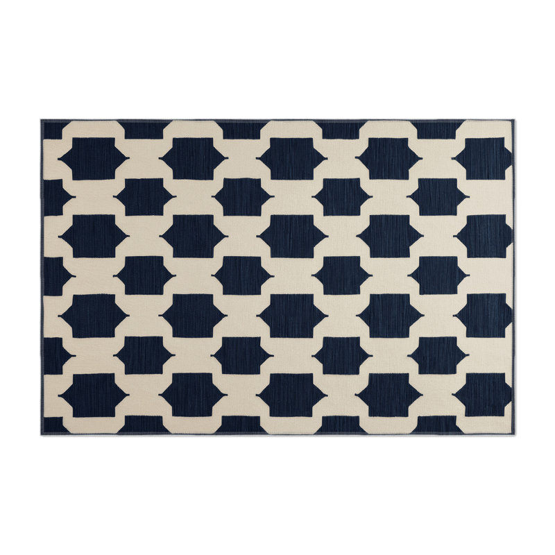 Trellis Beige Indoor and Outdoor Area Rug, Rectangle 4' x 6'
