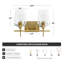 Luminaire de salle de bain 2 lumières au-dessus du miroir, luminaires de salle de bain avec verre transparent, applique murale moderne pour la salle de bain, le couloir et la cuisine, or brossé