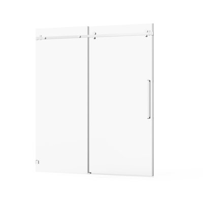 56" - 60" W x 72" H Frameless Sliding Shower Door, 1/4" Tempered Glass with Easy-Clean Coating & Adjustable Width