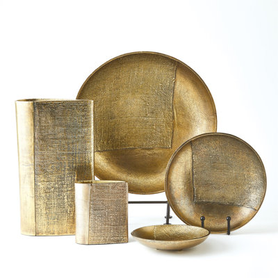 Linen Round Tray-Brass-Sm