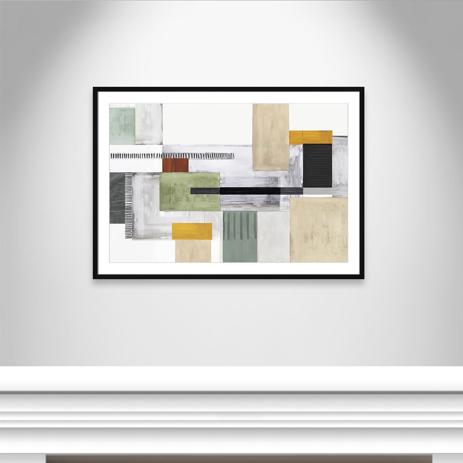 Playful Blocks Print by Tom Reeves, White, 29.5" H x 41.5" W x 1.25" D, Black Box Picture Framed