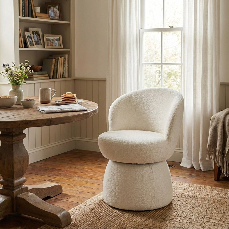 Chaise de salle à manger Allis Boucle, Blanc
