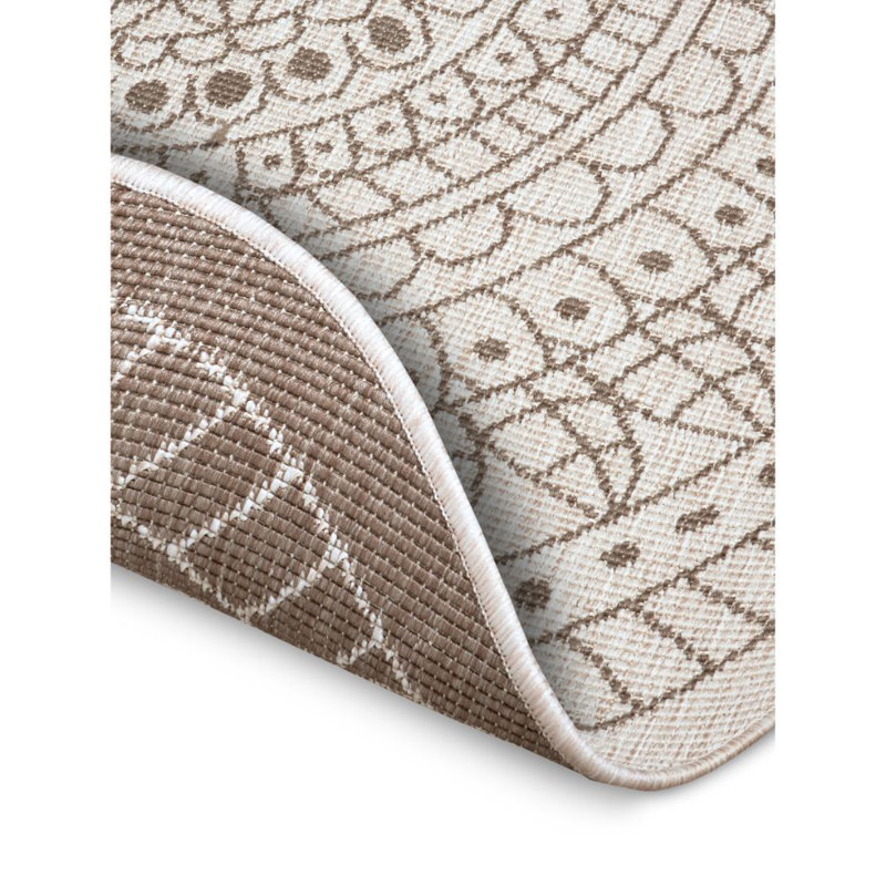 Porto Grey/Cream Reversible Rug, Round 100cm