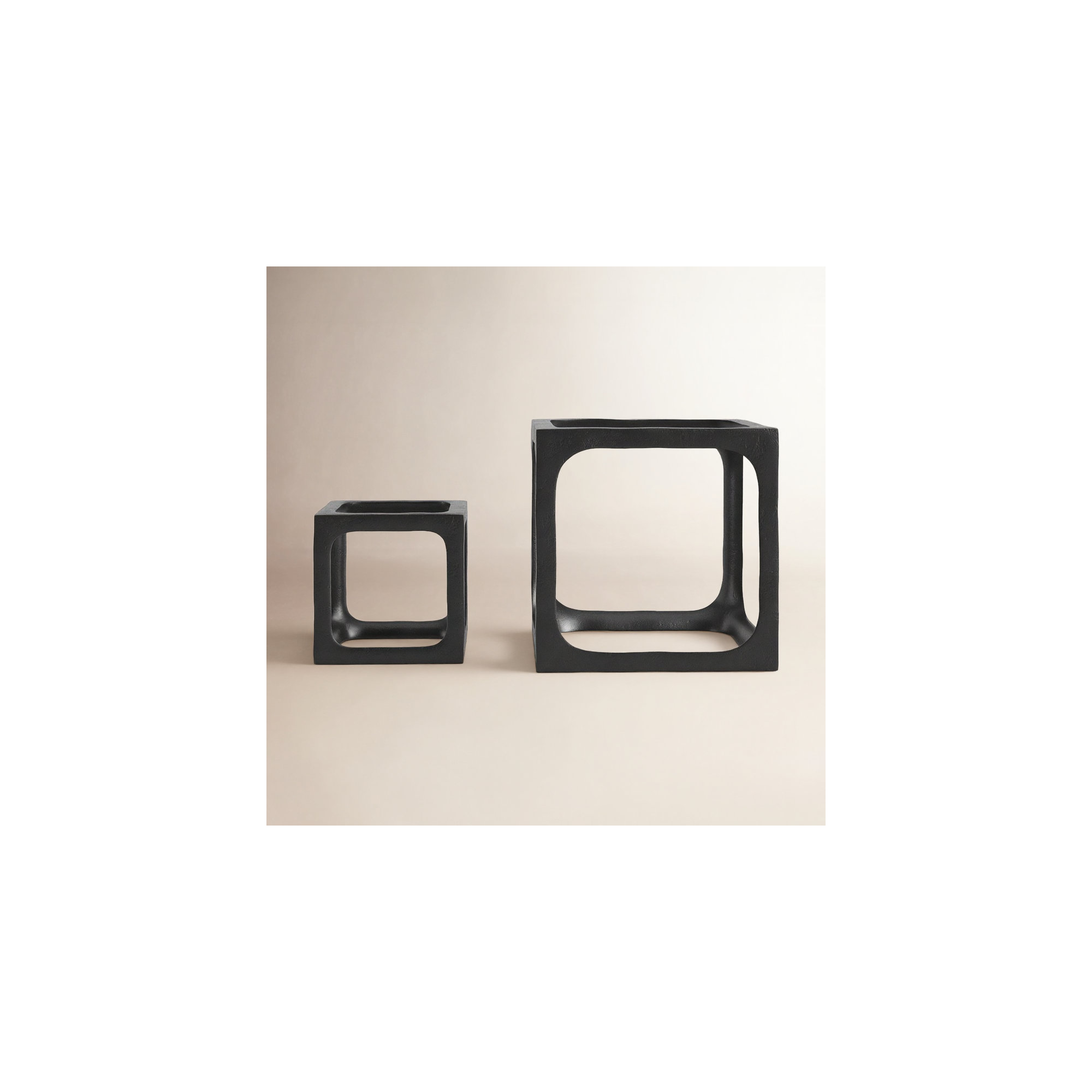 Latte Set of 2 Cubist Sculptures, Black