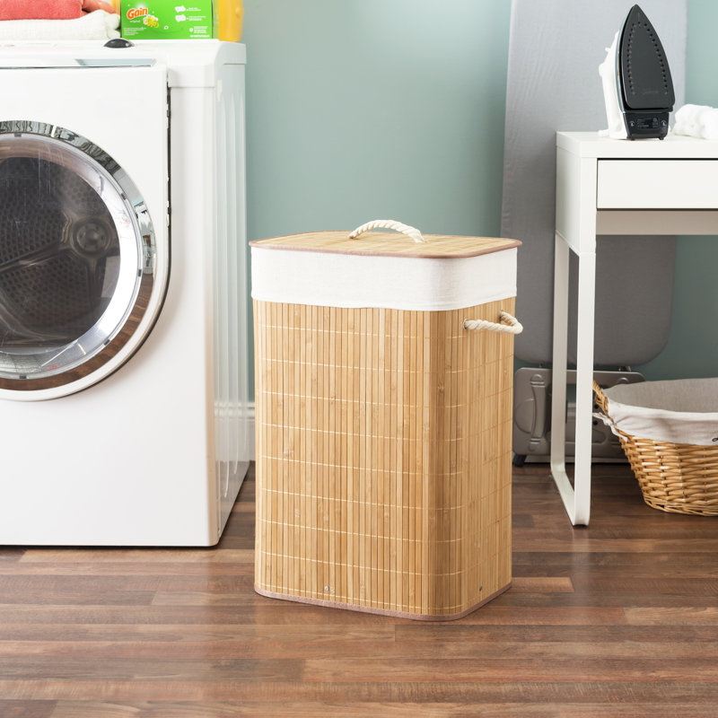 Bamboo Laundry Hamper with Handles, Natural