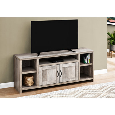 Meuble télé 60 po avec rangement, console taupe pour le salon, ornement décoratif de style moderne et salle de divertissement