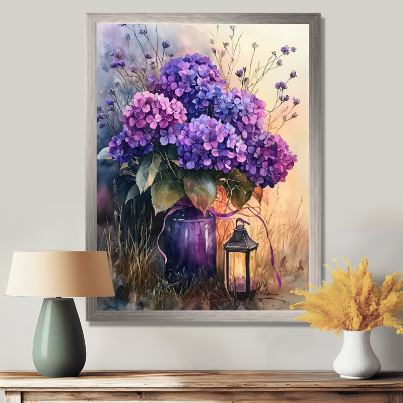 Mildred - Art mural sur toile à motif floral, H 20 po x l 12 po, Picture Framed, Argent argent
