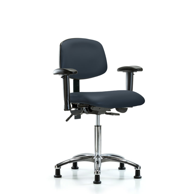Shaylee Vinyl Task Chair, Glides, Imperial Blue, Not Included