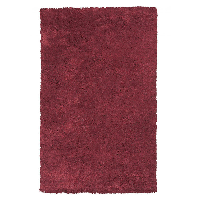 Tapis rouge tissé à la main Derron, Rectangle de 7 pi 6 po x 9 pi 6 po