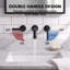 Robinet de lavabo de salle de bain mural moderne à 2 poignées en laiton massif noir mat avec ensemble de bonde-123300105-51721082-94078774