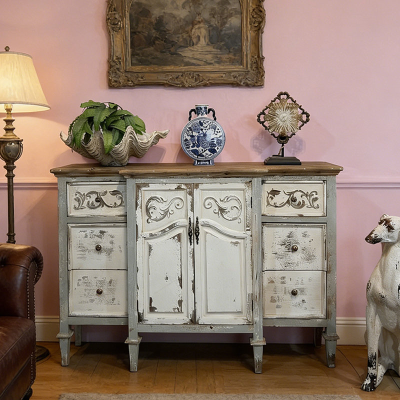 Armoire d'entrée européenne en bois massif rétro