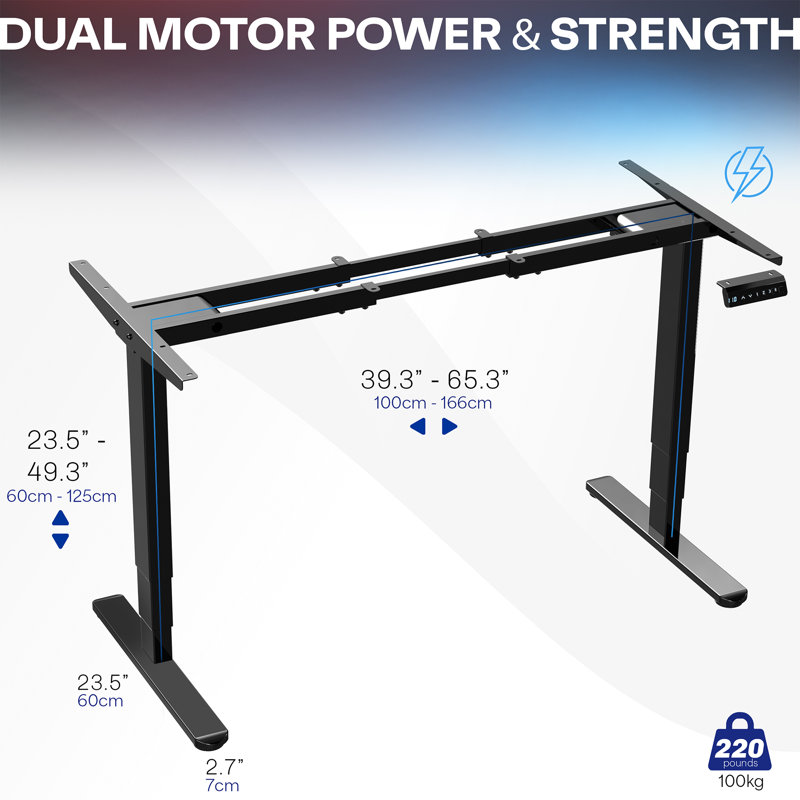 Black Adjustable Electric Dual Motor Desk Frame