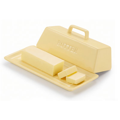 Beurrier en céramique, jaune