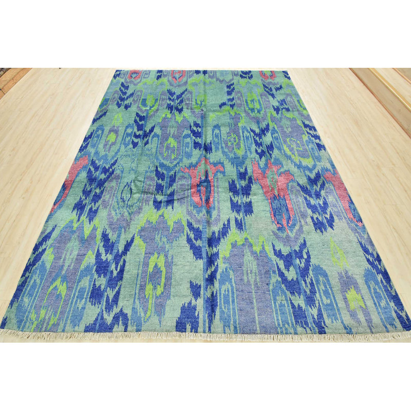 Hand Knotted Wool Ikat Indoor Rug