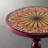 Cheryll Metal Side Table With Geometric Pattern Top And Trumpet Base